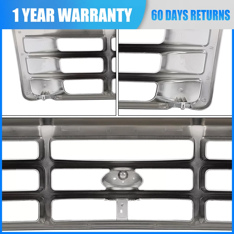 Rejilla de parachoques delantera cromada para Ford F-150 1992-1996 1992-1997 Ford F-250 F-350 Foto 2 de 4