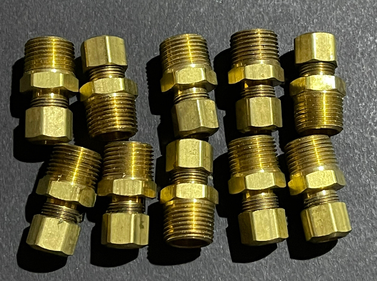 10 Pcs Brass Compression Fitting Male Conn. 5/16" Tube OD X 3/8" NPT -  68A-5C