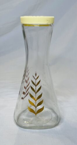 Vintage MCM Good Seasons Salad Dressing Clear Glass Cruet Bottle Gold Leaf   - Picture 1 of 5