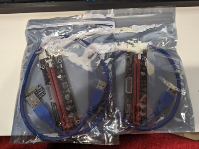2 Pack USB 3.0 PCI-E Express 1 to 16x Extender Riser Card Adapter