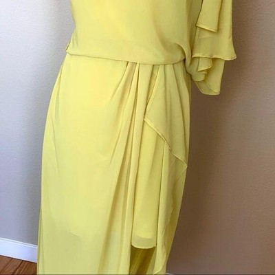 one shoulder waterfall dress