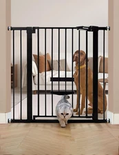 36 Inch Extra Tall Baby Gate with Cat Door,29.5-40" Metal Pet Door for Stairs,Do
