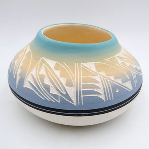 Southwestern Native American Signed R Laner Ute Bowl Handmade Art Pottery VTG