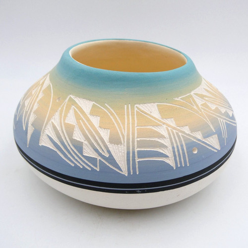 Southwestern Native American Signed R Laner Ute Bowl Handmade Art Pottery VTG