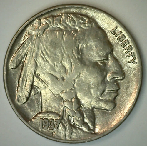 1937 Buffalo Indian Head Nickel 5c US Coin AU Five-Cents Almost Uncirculated
