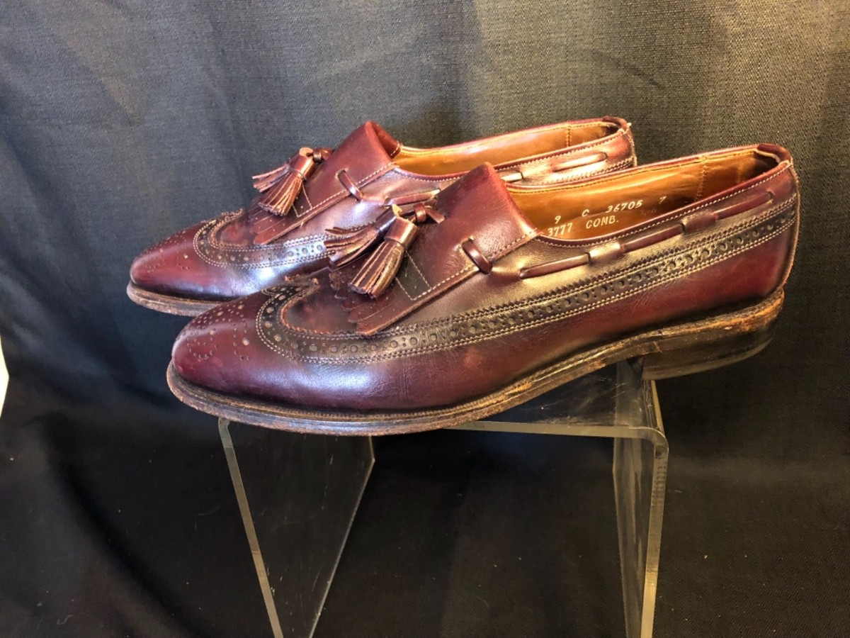 Allen Edmonds Arlington Men\'s‎ burgundy leather kiltie tassel loafers Sz 9.5 D Allen Edmonds Bridgeton Burgundy Kiltie | Mercari main image 3