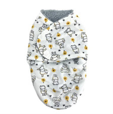 DISNEY Baby Winnie the Pooh Honey Bee White Grey Wrap Swaddle