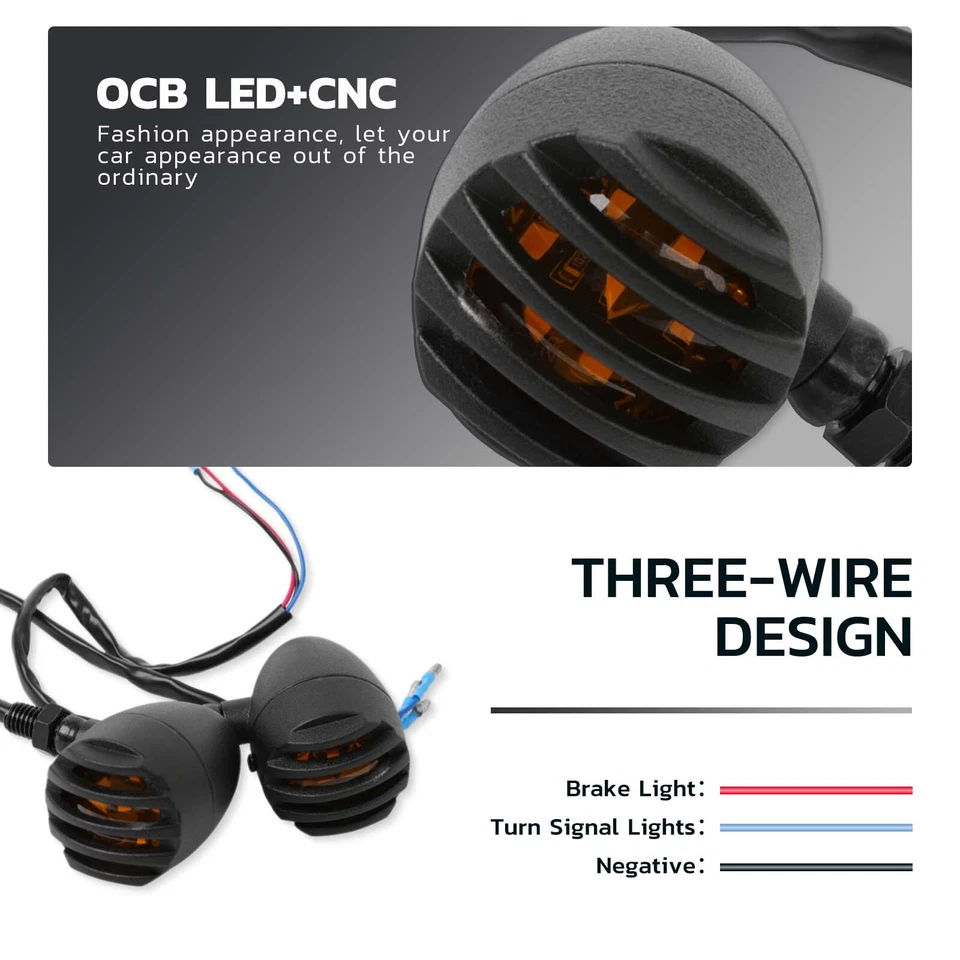 Motorcycle LED Grill Turn Signals Indicator Lights For Honda CB750 CB750A CB750C - Image 3 of 4