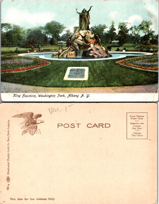King Fountain Washington Park Albany New York NY Postcard