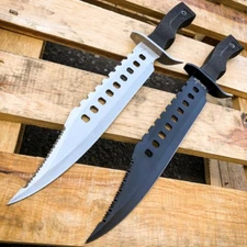 17" Tactical Hunting Rambo Bowie Full Tang Fixed Blade Knife Machete + Sheath
