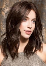 100 Human Hair Brand New Women's Long Natural Dark Brown Wave Full Wig 20Inches