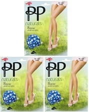 3x TIGHTS 8 Denier Breathable Brief BLACK  Moisturising PETTY POLLY Naturals M/L