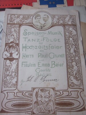 41457 Speisekarte Musik Tanz Folge Jugendstil Görlitz 1902 Hochzeit Carl Prietz