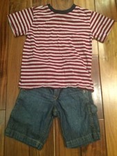 2 pcs lot Boy Girl Unisex Green Dog Greendog T-shirt  Gap Kid Denim Shorts Sz 6