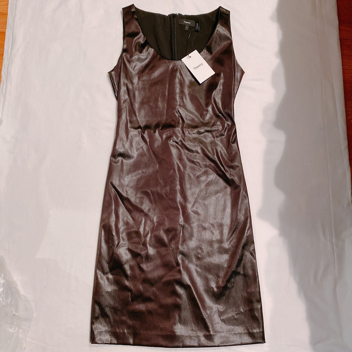 theory faux leather dress Theory Bedford Faux-Leather Sheath Dress, Black, Women's, 2