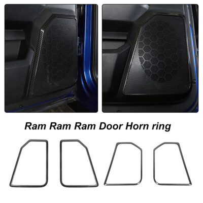 Carbon Fiber Interior Door Speaker Trim Cover Bezel for Dodge Ram 1500 2010-2017
