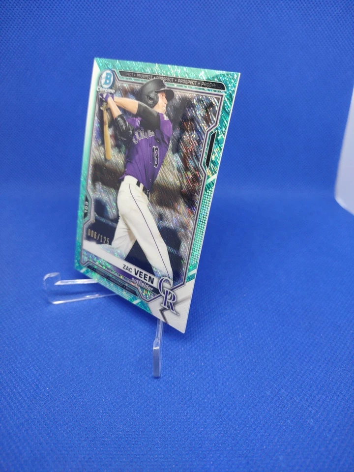 2021 Bowman Chrome Prospects Aqua Refractor /125 Zac Veen #BCP-3 - Image 3 of 4