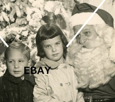 1959 Frederick & Nelson Christmas Photo Santa Claus Boy Girl Rogge Seattle BW