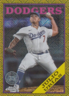 JULIO URIAS 50/50 TOPPS 1988 SILVER PACK MOJO GOLD REFRACTOR DODGERS 2023
