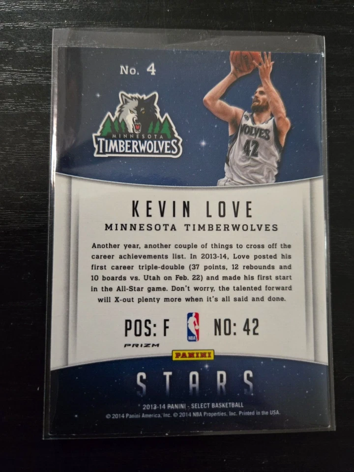 2013-14 Panini Select Stars Silver Prizm Kevin Love #4 Rare SP Insert - Image 2 of 2