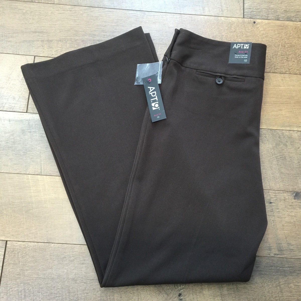 New APT 9 AVA FIT Womens Size 10 Stretch Dress Pants Brown Slacks Curvy Fit  NWT