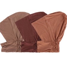 3pcs Muslim Solid Color Wrap Inner Hat Turban Bonnet Underscarf Hijab Beanie Cap