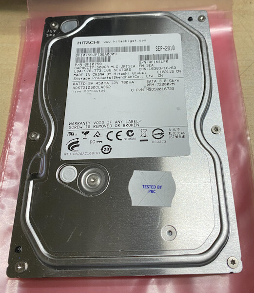 Hitachi 500GB SATA Desktop Hard Drive 7200RPM 3.5
