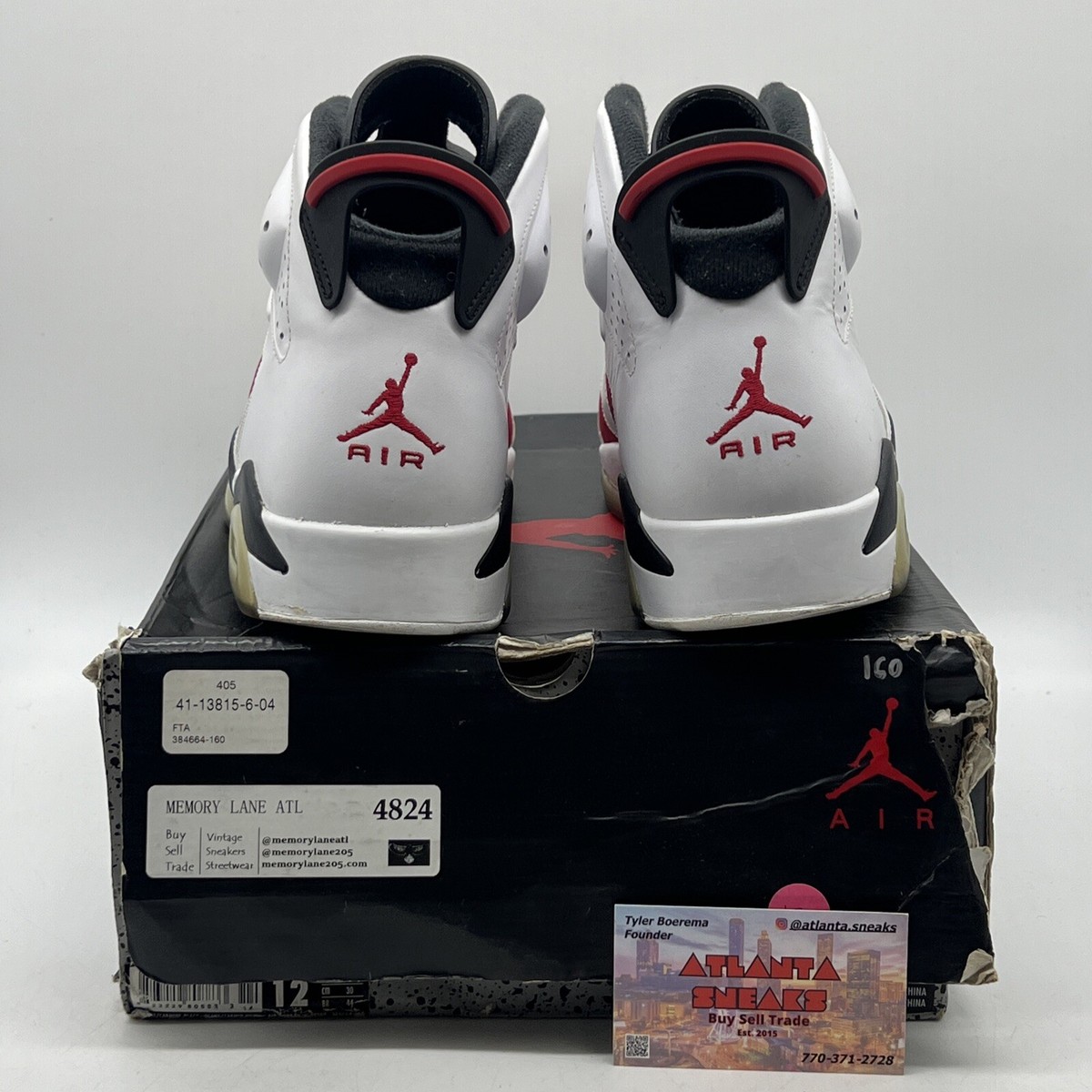 Size 12 - Air Jordan 6 Retro 2014 Carmine White Red Suede Leather