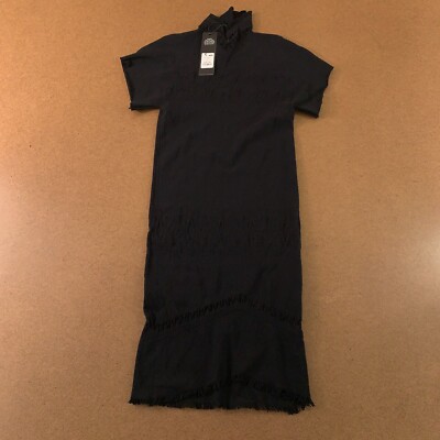 Fashion Nova Womens L/XL Black Short Sleeve Mock Neck Espy Gaze Mini Dress NWT