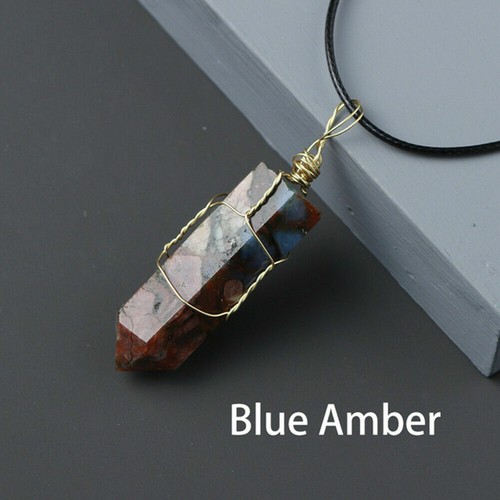 Natural Hexagonal Crystal Quartz Point Pendant Wire Wrap Stone Wand Necklace - Picture 12 of 38