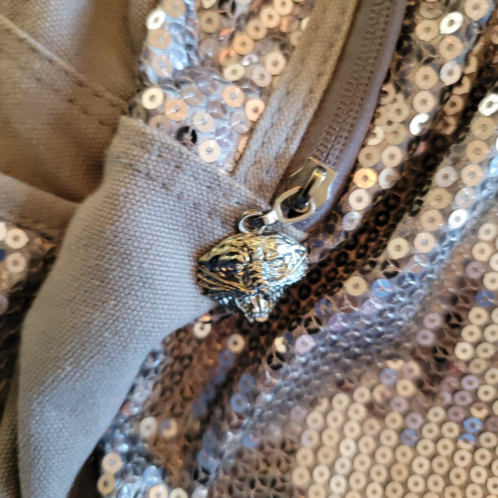 Ed Hardy Sequin Backpack Gray Grey EUC - image 10