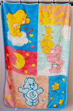 Care Bears Plush Baby Crib Blanket 32" x 44" WITH FLAWS VINTAGE 90'S
