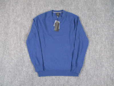 Qi Cashmere Sweater Mens Extra Large Blue Pullover NWT