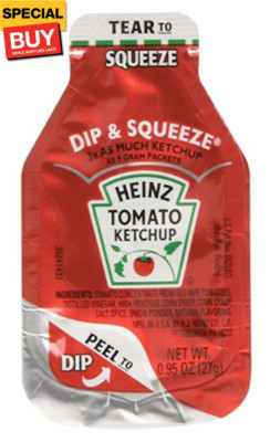 Tomato Ketchup, 0.95-Ounce Single Serve Packages (Pack of 50) --- 3x More Ketchu