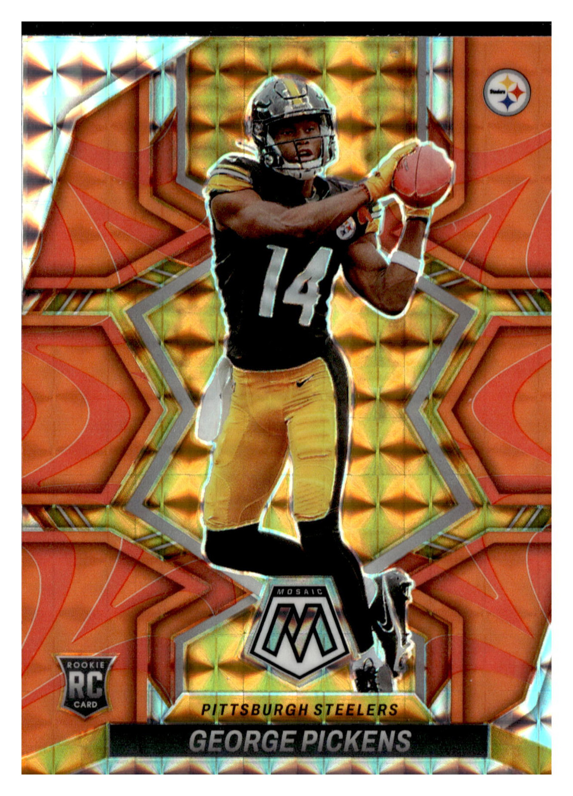 2022 Panini Mosaic - Reactive Orange Mosaic Prizm #318 George Pickens (RC)