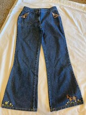 Gymboree Equestrian Club size 10 denim jeans w/ floral and horse design 1 GB 4