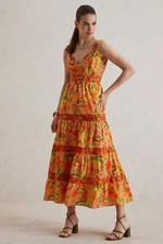 Anthropologie Farm Rio Tropical Tiered Maxi Dress Size XS