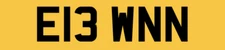 Ewan Private number plate personal registration car reg E13 WNN Ewen Euan reg