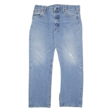 LEVI'S 501 BIG E Jeans Distressed Mens Blue Regular Straight Stone Wash W34 L27