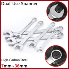 Combination Spanners Metric Polished High-Carbon Steel Ring & Open 7mm~36mm