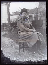 France Military In Uniform Photo Negative C1930 Glass Plaque Vintage V40N1