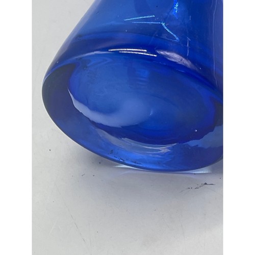 handkerchief vase cobalt blue white fluted swirl 12.5" tall 3.5" base 6.25" READ - Picture 7 of 8
