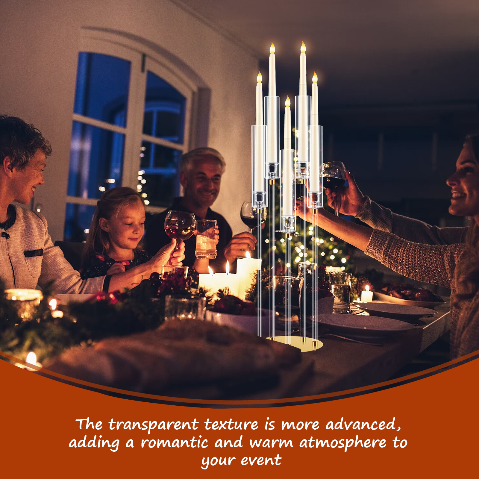 8 Pcs Acrylic Candelabra Centerpieces Clear Candle Holder Round 5 Arm
