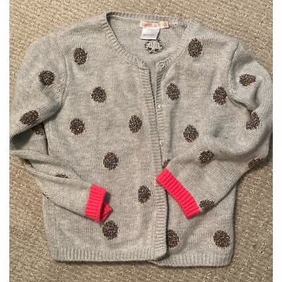 Billie Blush ~ Sz 3 Polkadots Knit Cardigan Sweater Metallic Detail ~ Adorable