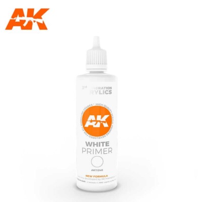 AK Interactive 100ml Bottle White 3rd Gen Acrylic Primer AK11240