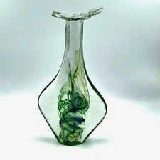 Vintage Murano Style Glass Cologne Bottle Bud Vase Hand Blown Home Decoration