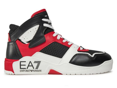 EA7 EMPORIO ARMANI $245 Mens Sneakers Casual Shoes AUTHENTIC NEW Black White Red