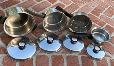 Vtg Duncan Hines 8 Piece Stainless Steel Regal Ware Cookware Set Pots + Lids
