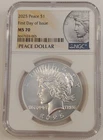 2 Coin Lot - NGC 2025 Morgan & Peace Silver Dollar $1 MS70 First Day Of Issue