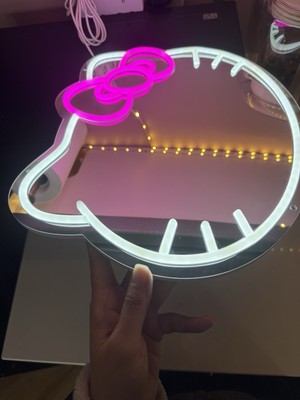 Hello Kitty LED Neonlicht weiß Spiegel - USB betrieben, dimmbar Wanddeko